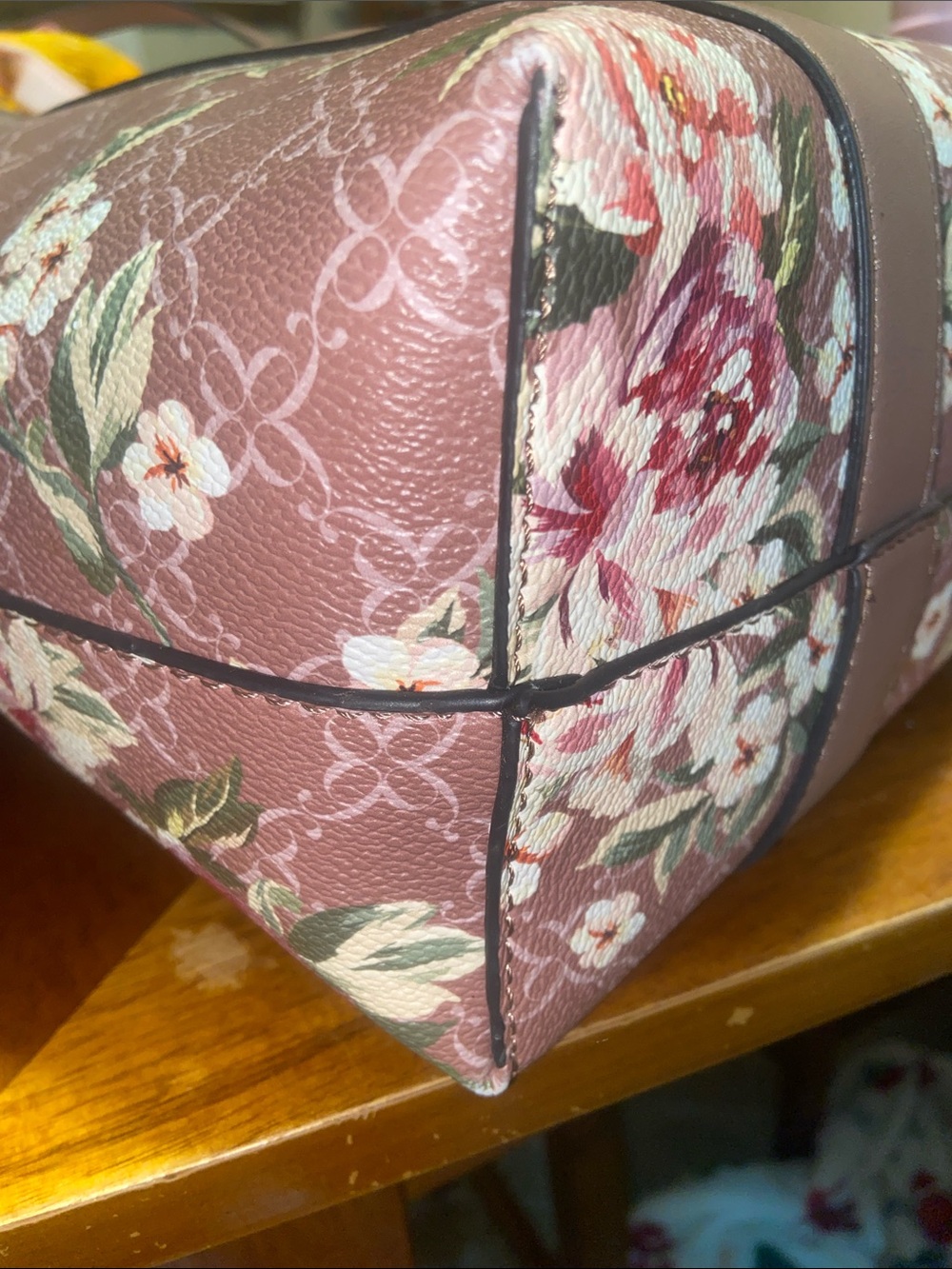 Nine West Floral Tote in Mauve and Pink - Picture 10 of 10
